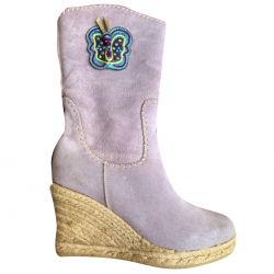 Anna Sui Suede espadrille wedge boots