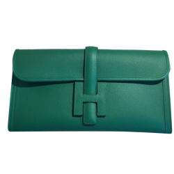 Hermès Jige 29 green leather pouch