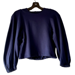 Tibi Modern silhouette:  Tibi's gathered-sleeve relaxed navy top, in a soft viscose blend.  