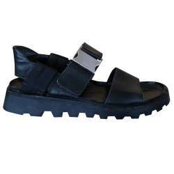 Prada Black Leather Sandals