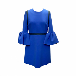 Roksanda dress in electric blue neoprene with frilled sleeve