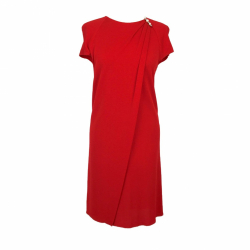Louis Vuitton Red crepe dress with brooch