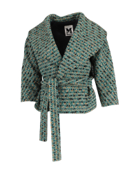 Missoni Knitted Wrap Cardigan in Green Wool