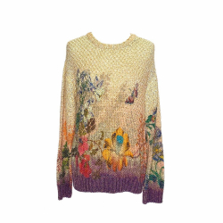 Etro knit in pink woven viscose with metallic gold details
