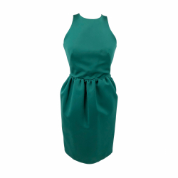 MSGM dress in green satin with racer back sleeves