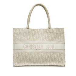 Christian Dior B Dior Brown Beige Canvas Fabric Medium Oblique Book Tote Italy