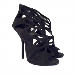 Giuseppe Zanotti ankle sandals in black suede with set-back heels