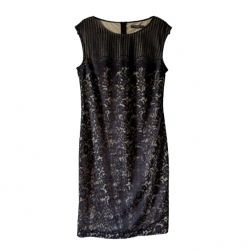 Esprit Kleid aus schwarzer Spitze auf cremefarbenem Grund L