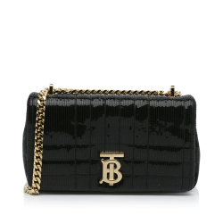 Burberry AB Burberry Black Calf Leather Small Sequin Lola Bag Italy