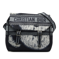 Christian Dior AB Dior Blue Canvas Fabric Tie Dye Diorcamp Messenger Bag Italy