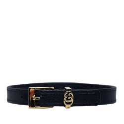 Gucci B Gucci Black Calf Leather Double G Bracelet Italy