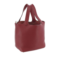 Hermès B Hermes Red Calf Leather Clemence Picotin PM Italy