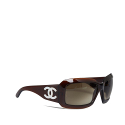 Chanel AB Chanel Brown Resin Plastic Mother of Pearl CC Sunglasses Italy