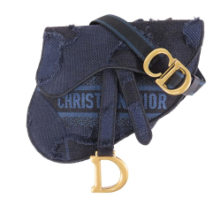 Christian Dior AB Dior Blue Dark Blue with Black Canvas Fabric Camouflage Saddle Belt Bag Italy