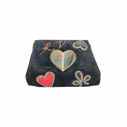 Roger Vivier vintage shoulder bag in black leather with hearts