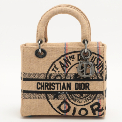 Christian Dior Lady Dior D-Lite Medium Embroidered Jute Dior-Union Beige Bag