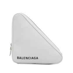 Balenciaga AB Balenciaga White Calf Leather Triangle Clutch Italy