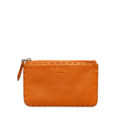 Fendi B Fendi Orange Calf Leather Selleria Coin Pouch Italy
