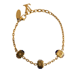 Louis Vuitton B Louis Vuitton Gold Gold Plated Metal Gamble Crystal Bracelet Italy