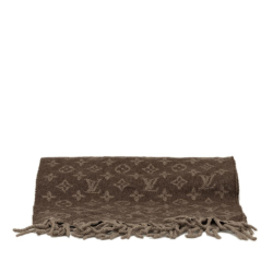 Louis Vuitton AB Louis Vuitton Brown Wool Fabric Monogram and Cashmere Scarf Italy