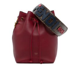 Fendi AB Fendi Red Calf Leather Mon Tresor Bucket Bag Italy