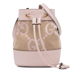 Gucci AB Gucci Brown Beige Canvas Fabric Mini Jumbo GG Ophidia Bucket Bag Italy