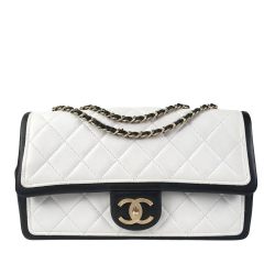 Chanel AB Chanel White with Black Calf Leather Medium Bicolor Graphic Flap Bag France