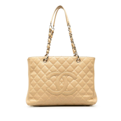 Chanel B Chanel Brown Light Beige Caviar Leather Leather Caviar Grand Shopping Tote Italy