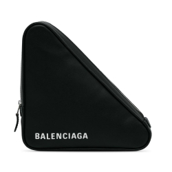 Balenciaga AB Balenciaga Black Calf Leather Triangle Clutch Italy