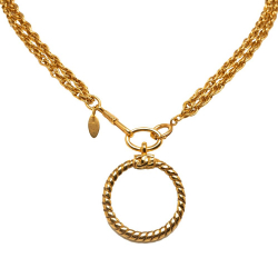 Chanel AB Chanel Gold Gold Plated Metal Double Chain Loupe Magnifying Glass Pendant Necklace France