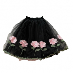 Monnalisa Chic Black Tulle Rose Skirt