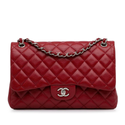 Chanel AB Chanel Red Caviar Leather Leather Jumbo Classic Caviar Double Flap France