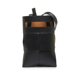 Bottega Veneta B Bottega Veneta Black Calf Leather Maxi Intrecciato Cut Out Crossbody Bag Italy
