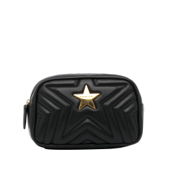 Stella McCartney AB Stella McCartney Black Calf Leather Quilted Star Pouch Italy