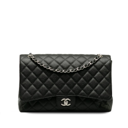 Chanel AB Chanel Black Caviar Leather Leather Maxi Classic Caviar Double Flap France