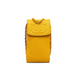Chanel AB Chanel Yellow Caviar Leather Leather CC Caviar Phone Crossbody Bag Italy