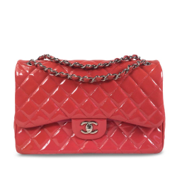 Chanel AB Chanel Pink Patent Leather Leather Jumbo Classic Patent Double Flap Italy