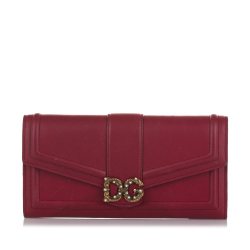 Dolce & Gabbana B Dolce & Gabbana Red Calf Leather DG Love Continental Wallet Italy