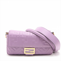 Fendi Baguette Medium FF Tridimensional Leather 2-Ways Baguette Bag Purple