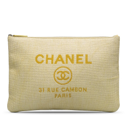 Chanel AB Chanel Brown Beige Raffia Natural Material Deauville O Case Italy
