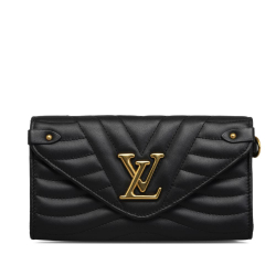 Louis Vuitton AB Louis Vuitton Black Calf Leather New Wave Long Wallet Italy