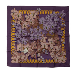 Hermès AB Hermes Purple Silk Fabric Souvenirs d'Asie Scarf France