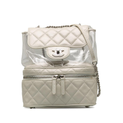 Chanel AB Chanel White Lambskin Leather Leather Aquarium Backpack Italy