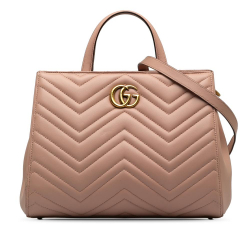 Gucci B Gucci Pink Light Pink Calf Leather Medium GG Marmont Matelasse Tote Italy