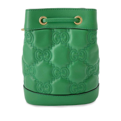 Gucci AB Gucci Green Calf Leather GG Matelasse Bucket Bag Italy
