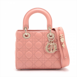 Christian Dior Lady Dior Small My ABCDior Cannage Lambskin Leather 2-Ways Tote Bag Pink