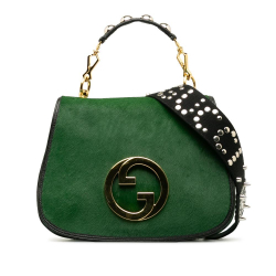 Gucci AB Gucci Green Pony Hair Natural Material Medium Blondie Flap Bag Italy