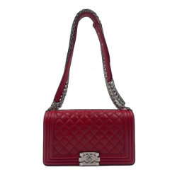Chanel Red Leather Boy Bag