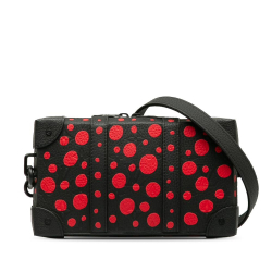 Louis Vuitton AB Louis Vuitton Black with Red Calf Leather x Yayoi Kusama Monogram Soft Trunk France