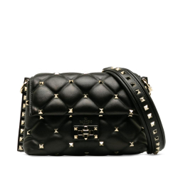 Valentino AB Valentino Black Calf Leather Candystud Shoulder Bag Italy